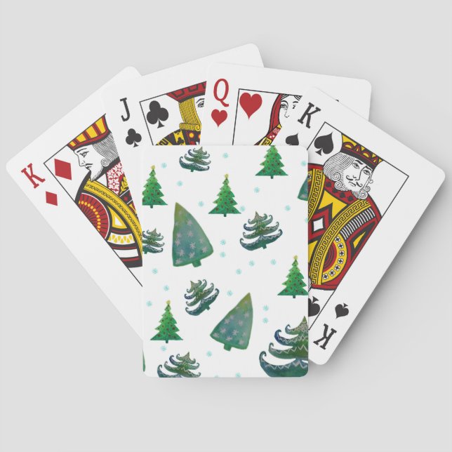 Pine Trees Navidades Jugando Cartas De Tiempo (Reverso)