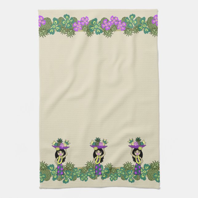 Pineapple Luau Band Hawaiian Kitchen Toalla (Vertical)