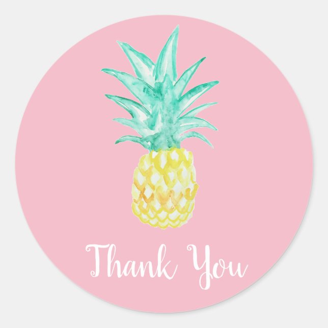 Pineapple Luau Tropical Gracias Pegatinas Fiestas (Anverso)