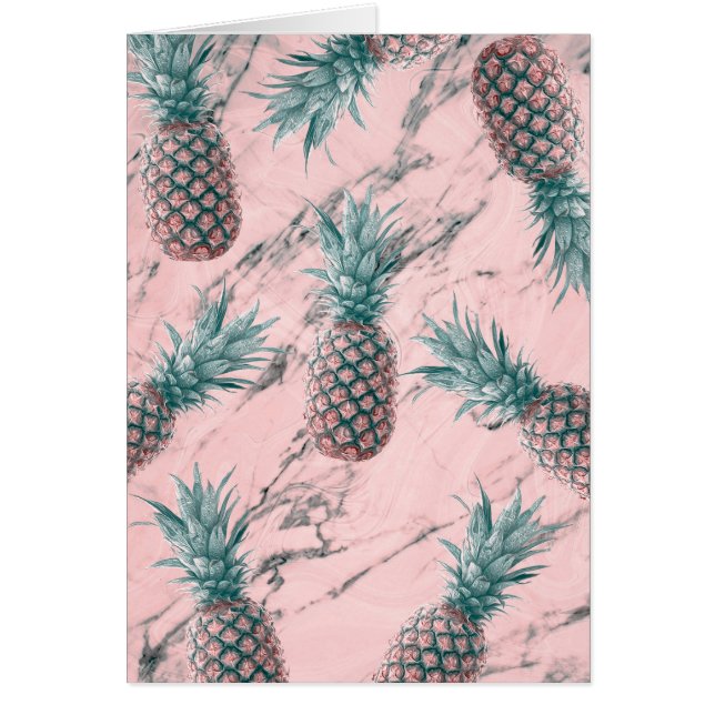 Pineapple Pink Marble Swirl Moderno Gracias Fold (Frente)