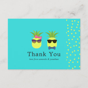 Pineapples Turquesa y Limón Agradecimiento de Boda