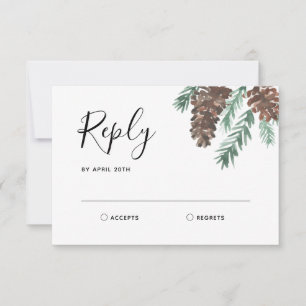 Pinecone de invierno   Respuesta RSVP de boda