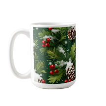 pinecones con manchas de nieve y copa festiva holl