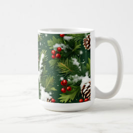 pinecones con manchas de nieve y copa festiva holl