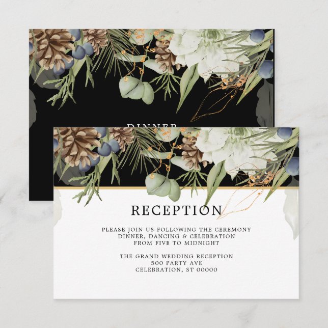 Pinecones de bosque rústico | Tarjeta de recepción (Anverso / Reverso)