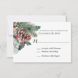 Pinecones de invierno y tarjeta RSVP Holly