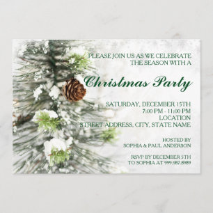 Pinecones en la invitación al partido Navidades de