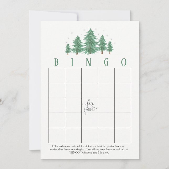 Pines de invierno, tarjetas rústicas de Bingo para (Anverso)