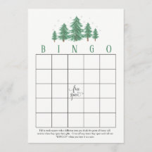 Pines de invierno, tarjetas rústicas de Bingo para