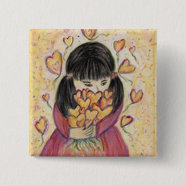 Pines de solapa con botón de corazones de amor reu (Anverso)