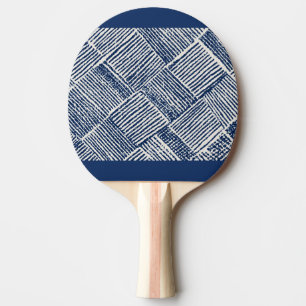 Ping Pong Ritmo Azul Patrón Geométrico de Líneas en Pala d