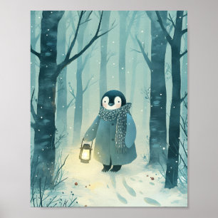 Pingüino Acogedor – Póster de Arte para Guardería 