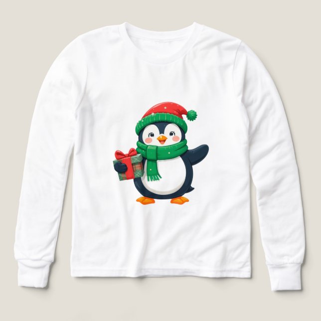 Pingüino Adorable Vestido para Navidad (Diseño frontal)