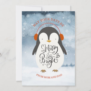 Pingüino Alegre y Brillante Navidad Hija Hijo