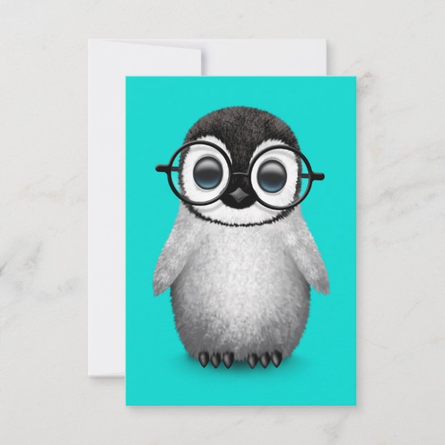 Pingüino bebé con gafas oculares en azul (Anverso)