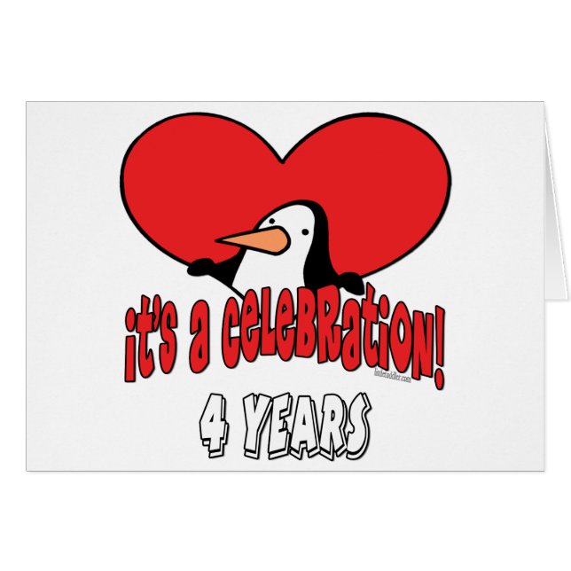 Pingüino celebración de 4 años (Anverso (Horizontal))