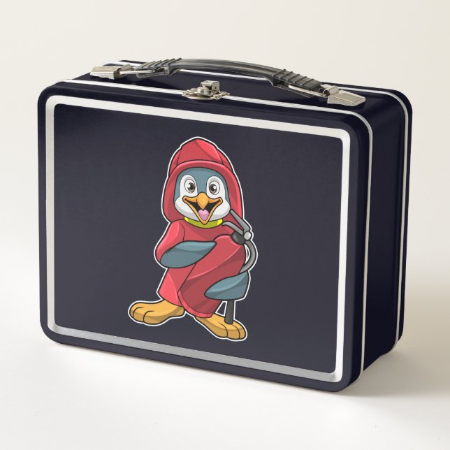 Pingüino como bombero con extinguista (Anverso)