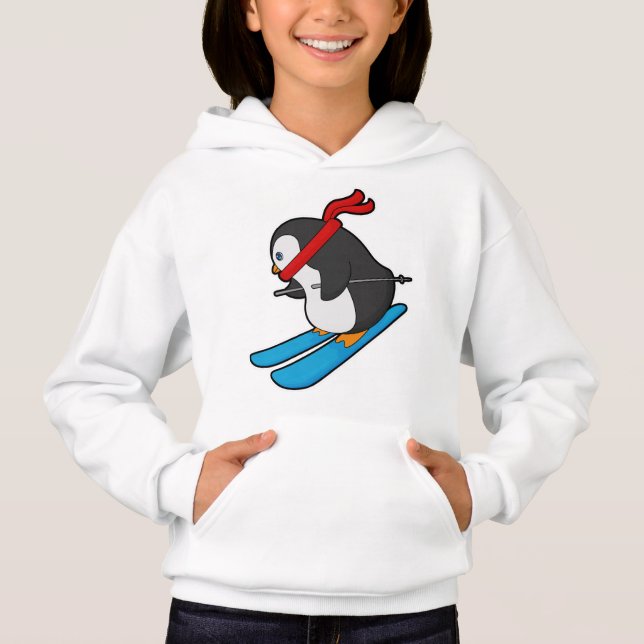 Pingüino como esquiador con esquí (Anverso)