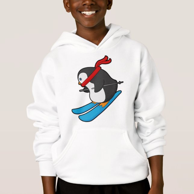 Pingüino como esquiador con esquí (Anverso)