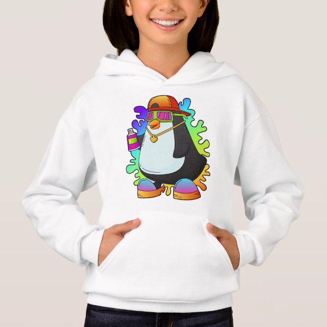 Pingüino como pintor con rociado (Anverso)