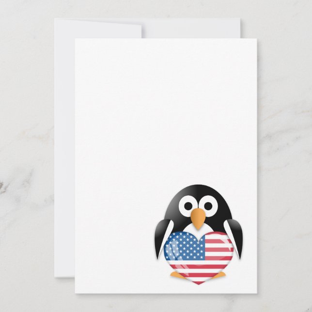 Pingüino con bandera de Estados Unidos (Anverso)