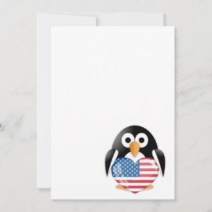 Pingüino con bandera de Estados Unidos