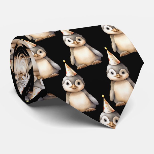 Pingüino con corbata de cuello de sombrero de cump (Enrollado)