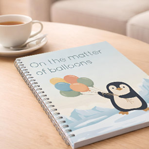 Pingüino con Globos Cuaderno Personalizado de Hu