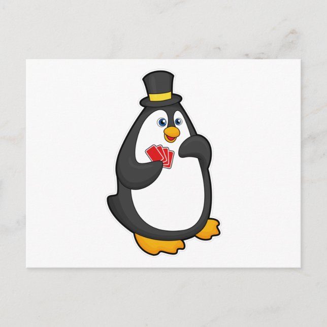 Pingüino con Gorra en Poker con tarjetas de Poker (Anverso)