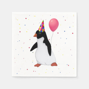 Pingüino con la servilleta de papel del globo