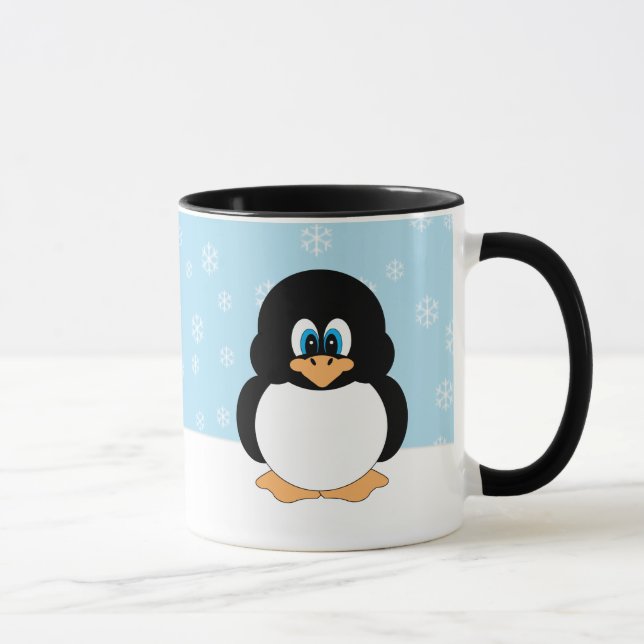 Pingüino con la taza de los copos de nieve (Derecha)
