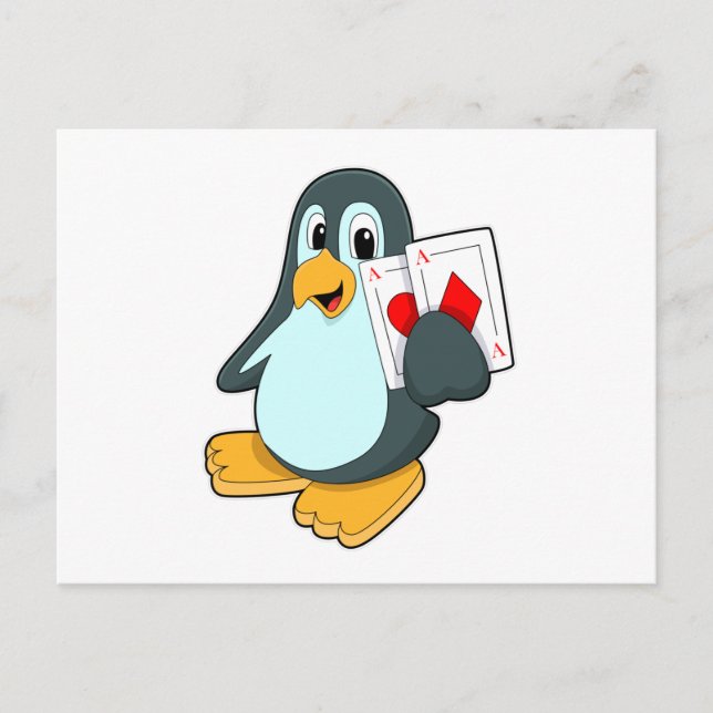 Pingüino con tarjetas de póker (Anverso)