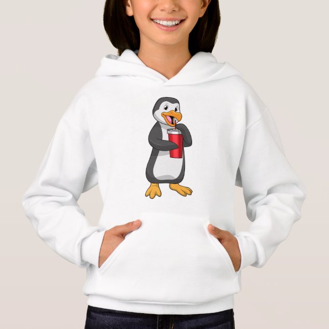 Pingüino con taza de bebida con paja (Anverso)