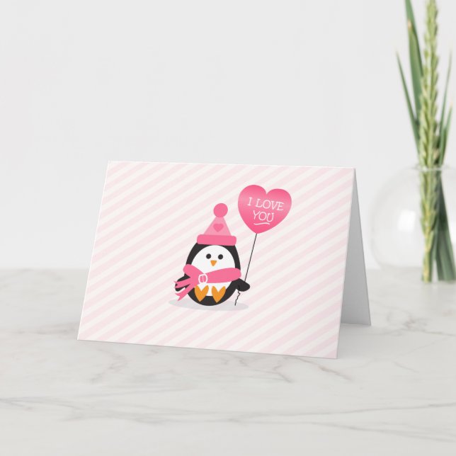Pingüino de la tarjeta del día de San Valentín (Anverso)