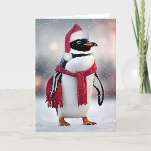 Pingüino de Navidad con gorro de Santa