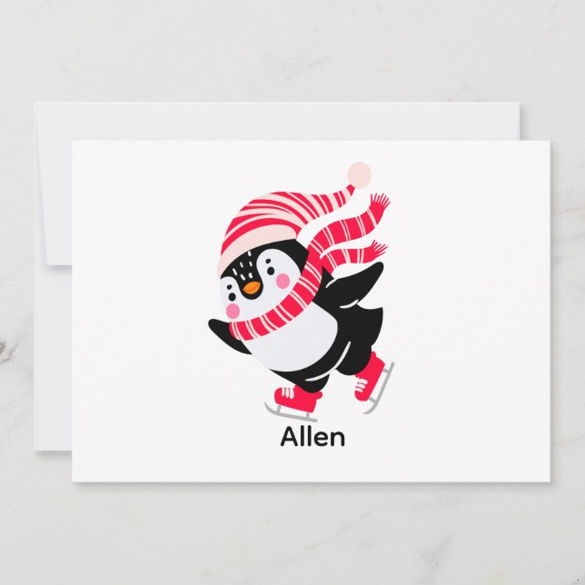 Pingüino de Navidad con sombrero y bufanda en pati (Anverso)