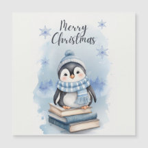 Pingüino de Navidad en acuarela