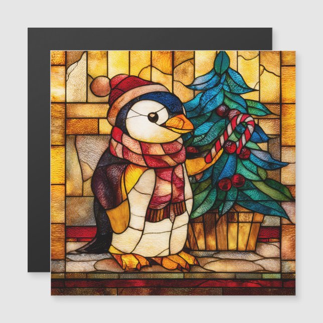 Pingüino de Navidad en Vidrio Pintado (Anverso/Reverso)