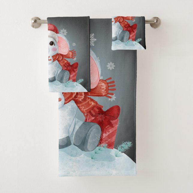 Pingüino de Navidad para niños con toalla de baño (In situ)