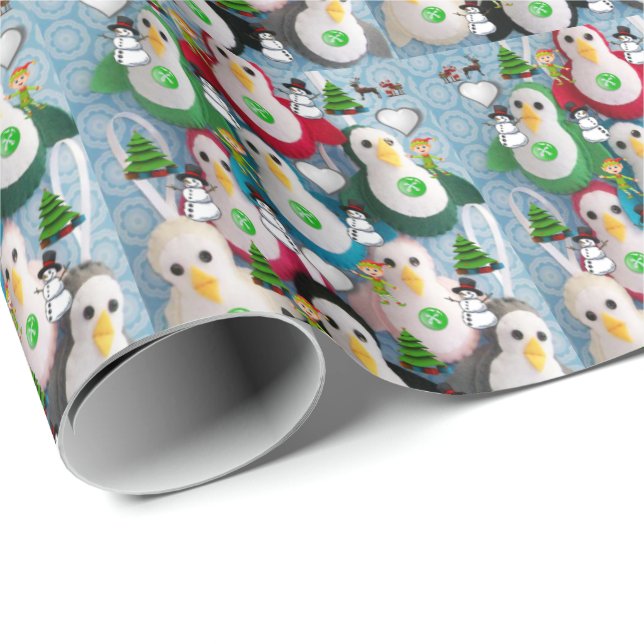 Pingüino de papel envuelto para navidades (Esquina del rollo)