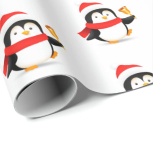 Pingüino de papel envuelto para navidades