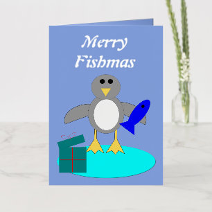 Pingüino de pesca personalizado de Navidad alegre