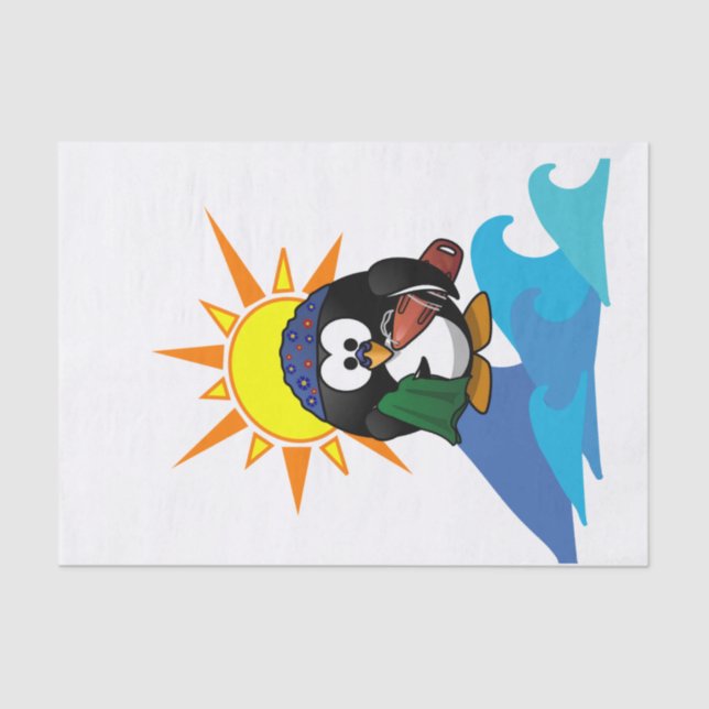 Pingüino de surfista de papel de tejidos (Anverso)