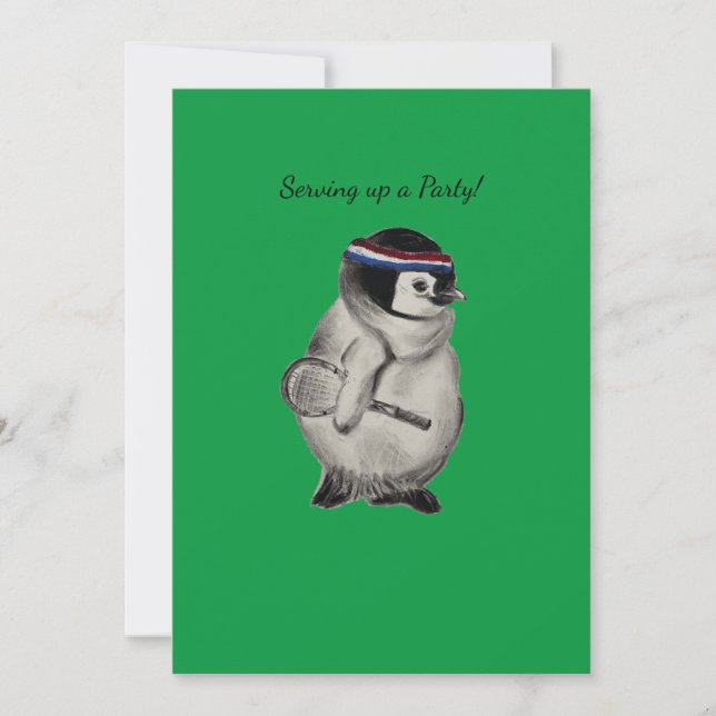 Pingüino de tenis con invitación para fiesta de ch (Anverso)