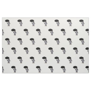 Pingüino del baile con la tela del paraguas