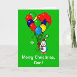 Pingüino del hijo de las Felices Navidad con los