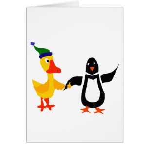 Pingüino divertido que lleva a cabo las manos con