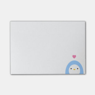 Pingüino en notas de post-it del amor