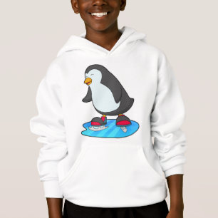 Pingüino en patinaje sobre hielo con patines de hi