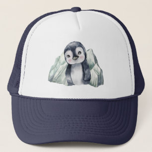Pingüino En Sombrero De Camión De Agua De Invierno